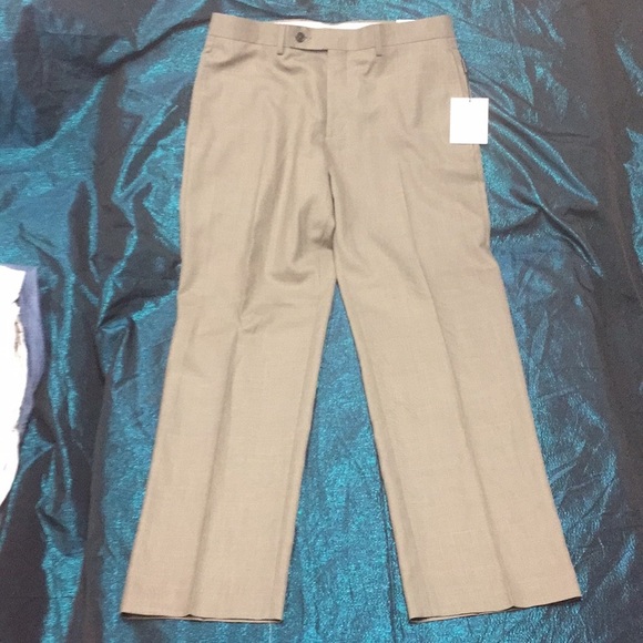 Calvin Klein Flat Front Pant 30/32 Men’s Dark Tan - Picture 2 of 6